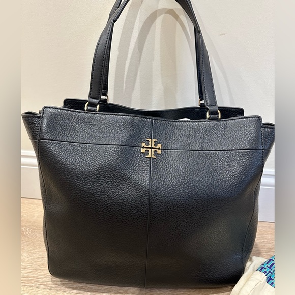 Tory Burch Ivy Side Zip Black Pebbled Leather Shoulder Tote Bag - Picture 5 of 13